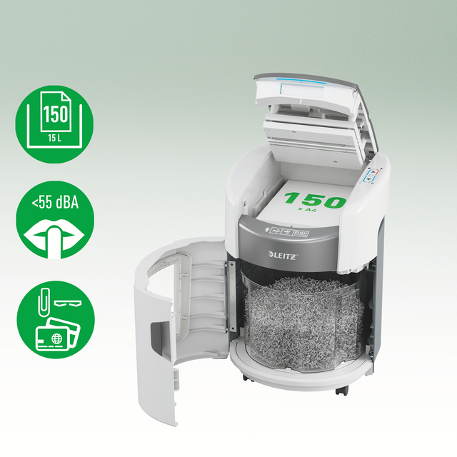 Papiervernietiger Leitz IQ OptiMax Autofeed 150 P4 snippers 4x10mm – foto 3