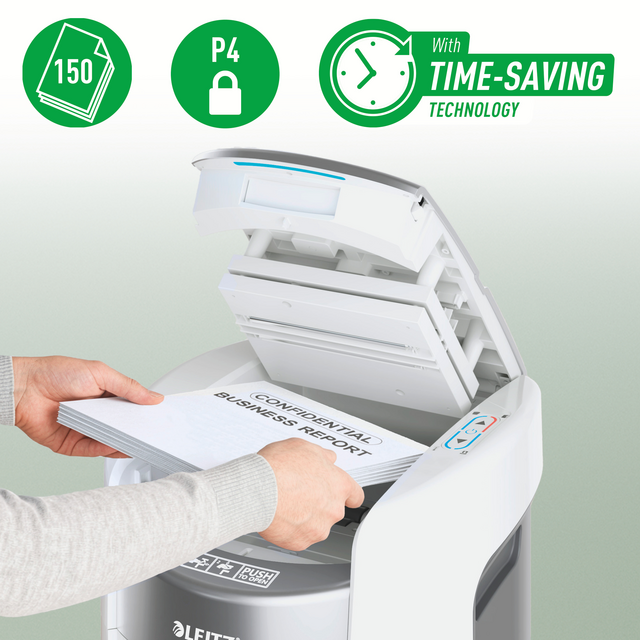 Papiervernietiger Leitz IQ OptiMax Autofeed 150 P4 snippers 4x10mm – foto 4