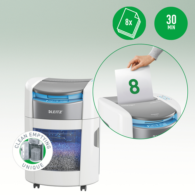 Papiervernietiger Leitz IQ OptiMax Autofeed 150 P4 snippers 4x10mm – foto 5