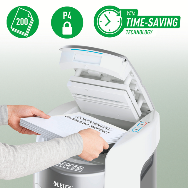 Papiervernietiger Leitz IQ OptiMax Autofeed 200 P4 snippers 4x10mm – foto 4