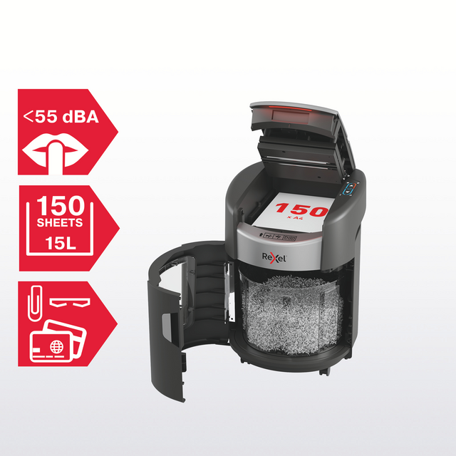 Papiervernietiger Rexel ShredMax AutoFeed+ 150X P4 snippers 4x10mm – foto 11