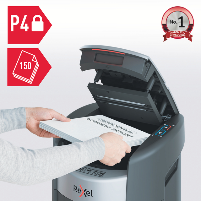Papiervernietiger Rexel ShredMax AutoFeed+ 150X P4 snippers 4x10mm – foto 8