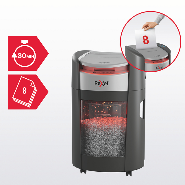 Papiervernietiger Rexel ShredMax AutoFeed+ 200X P4 snippers 4x10mm – foto 7