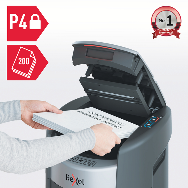 Papiervernietiger Rexel ShredMax AutoFeed+ 200X P4 snippers 4x10mm – foto 8