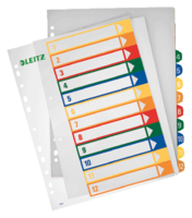 Tabblad Leitz WOW A4+ 11-gaats 1-12 PP assorti