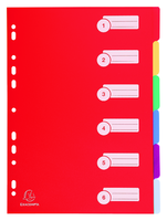 Tabbladen Exacompta 225x297mm 11-gaats 6-delig assorti PP