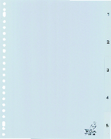 Tabbladen Kangaro 23-gaats G405CM 1-5 genummerd grijs PP