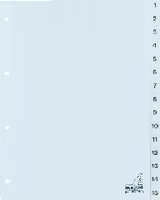 Tabbladen Kangaro 4-gaats G415C 1-15 genummerd grijs PP