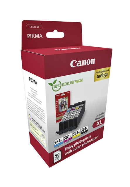 Inktcartridge Canon CLI-581XL 4 kleuren + papier – foto 2