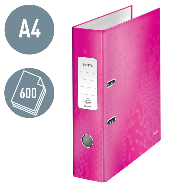 Ordner Leitz WoW 180° gelamineerd 80mm A4 roze – foto 3