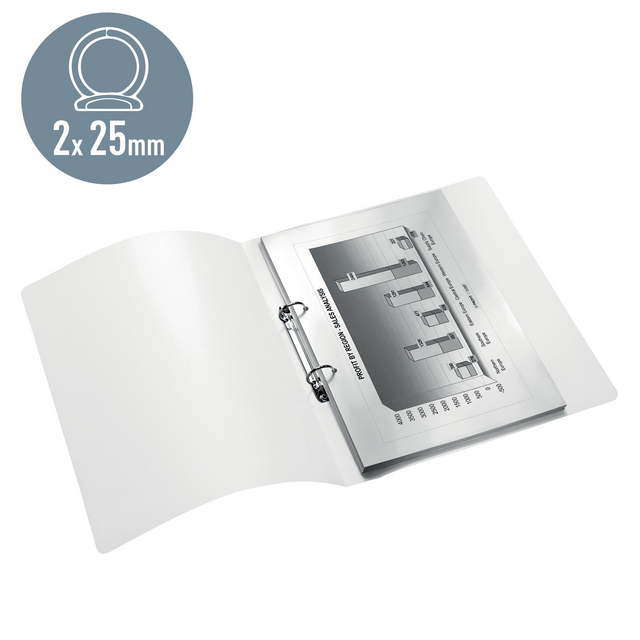 Ringband Leitz WOW A4 2-rings O-mechaniek 32mm PP wit – foto 3
