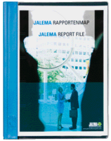 Rapportenmap Djois met snelhechter en dekplaatje A4 blauw