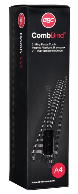 Bindrug GBC 10mm 21rings A4 zwart 100 stuks