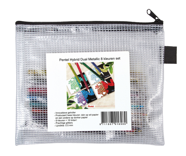 Gelschrijver Pentel K110 Dual medium metallic assorti blister à 8st