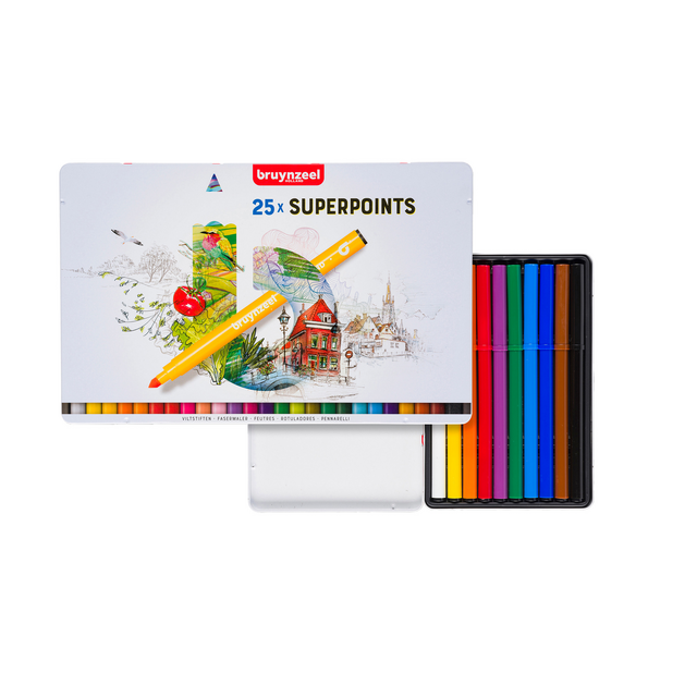 Viltstift Bruynzeel Creatives Superpoints assorti blik à 25 stuks – foto 2