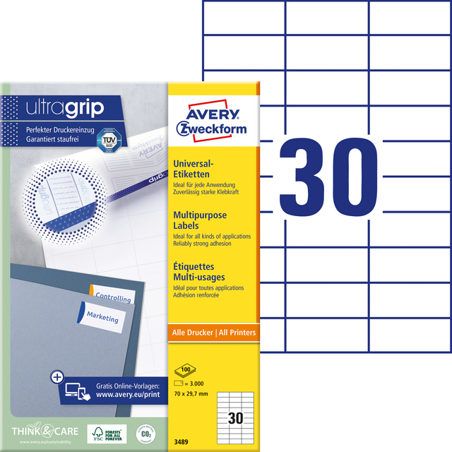 Etiket Avery 3489 70x29.7mm wit 3000 stuks – foto 2