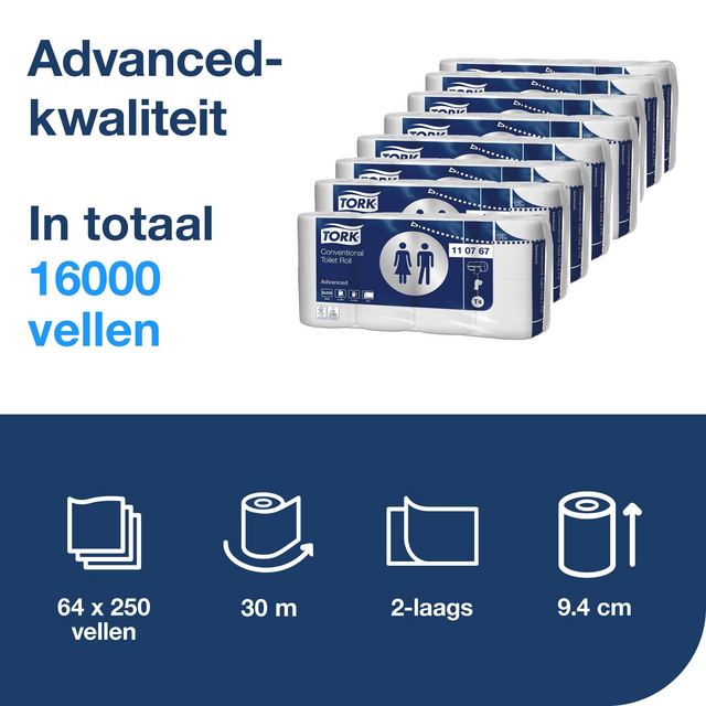 Toiletpapier Tork T4 Advanced 2-laags 250 vel wit 110767 – foto 2