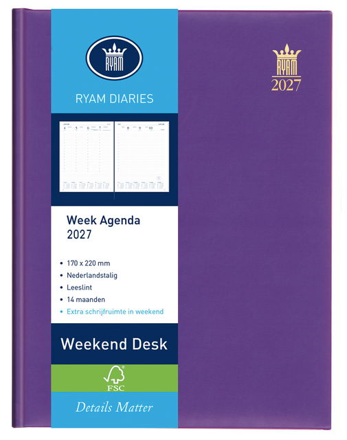 Agenda 2027 Ryam Weekplan Weekend Desk Lazio 7dagen/2pagina's assorti – foto 2