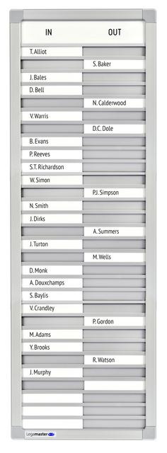 Aan-afwezigheidsbord Legamaster 770x260mm 30 namen