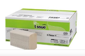 Handdoekpapier E-Tissue, V-fold 2-laags 21x21,5cm doos 15 bundels à 200 vel