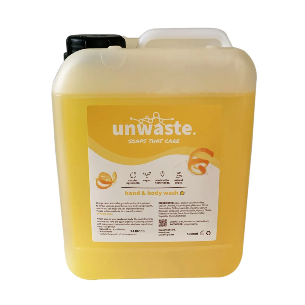 Unwaste hand + body wash, sinaasappel schil, 5L