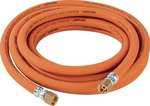Gasslang Sievert 10mtr Ø 6,3 mm met 2 vaste aansluitingen 3/8" L