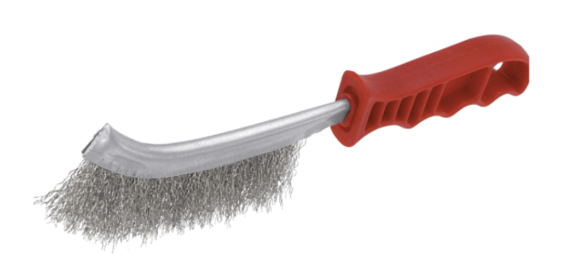Handstaaldraadborstel staal 1rij gebogen