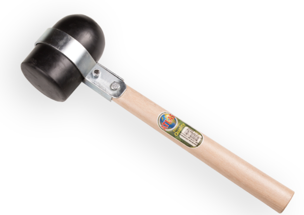 Rubberhamer ATLAS Rotterdams, zacht 70 shore, met gat en beugel, met HICKORY steel