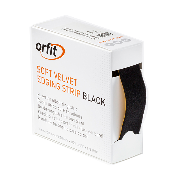 Orfit soft velvet edging strip black 1mm x 25mm x 2500mm
