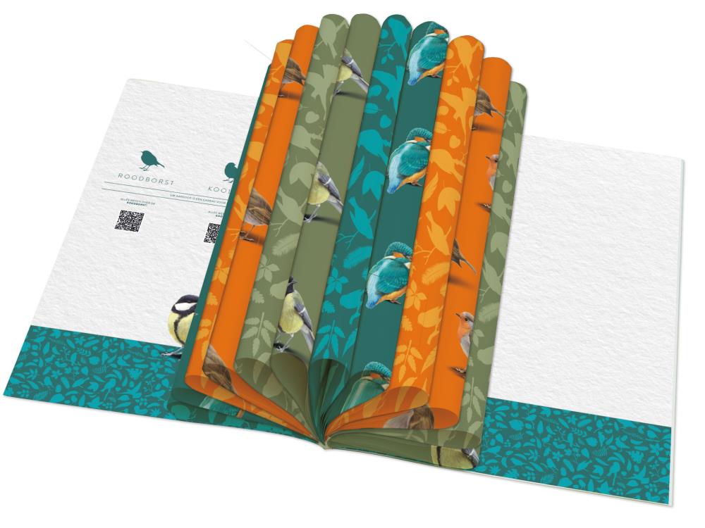 Cadeaupapier: Drie vogels, Elwin van der Kolk, Vogelbescherming Nederland