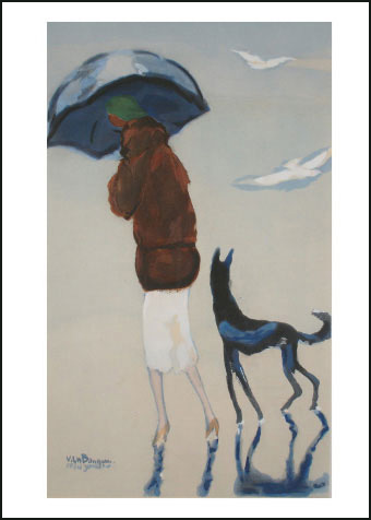 Woman with a Dog Walking on the Beach, Kees van Dongen