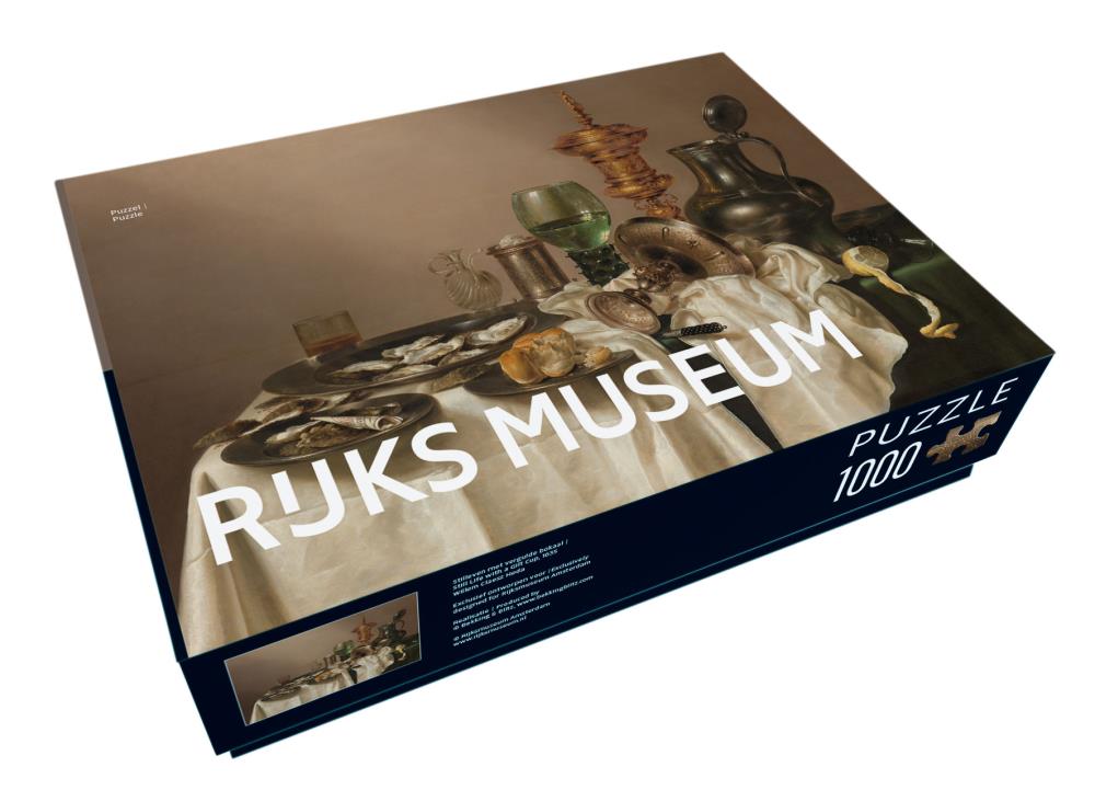 Puzzel (1.000 stukjes): Stilleven met vergulde bokaal, Willem Claesz Heda, Rijksmuseum Amsterdam