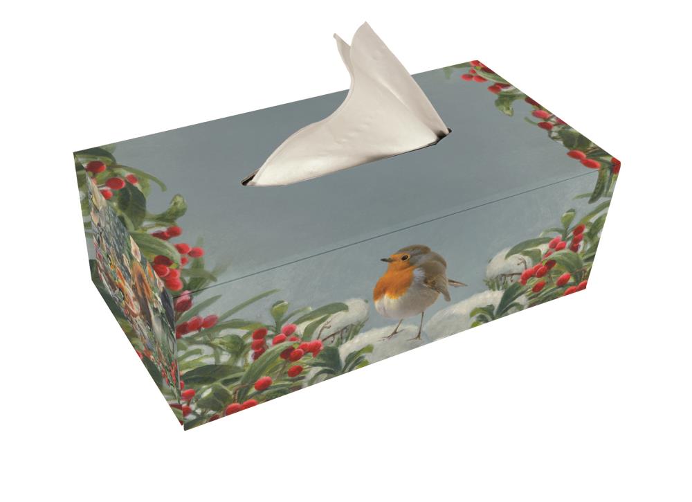 Tissuebox houder: A Robin’s Winter, Elwin van der Kolk, Vogelbescherming Nederland